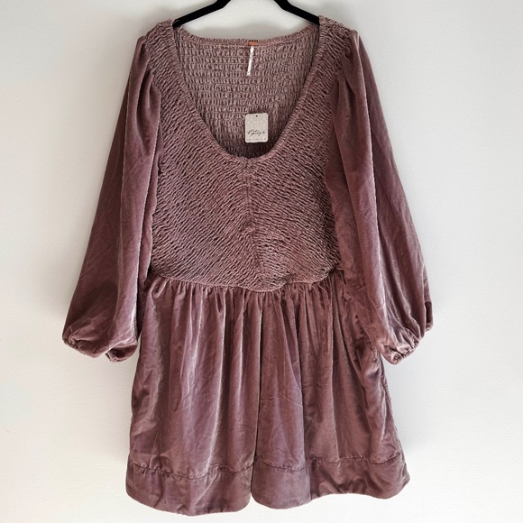 NWT Free People Farrier Velvet Mini Dress | Women’s Large | Holiday Party Pink - Picture 2 of 7
